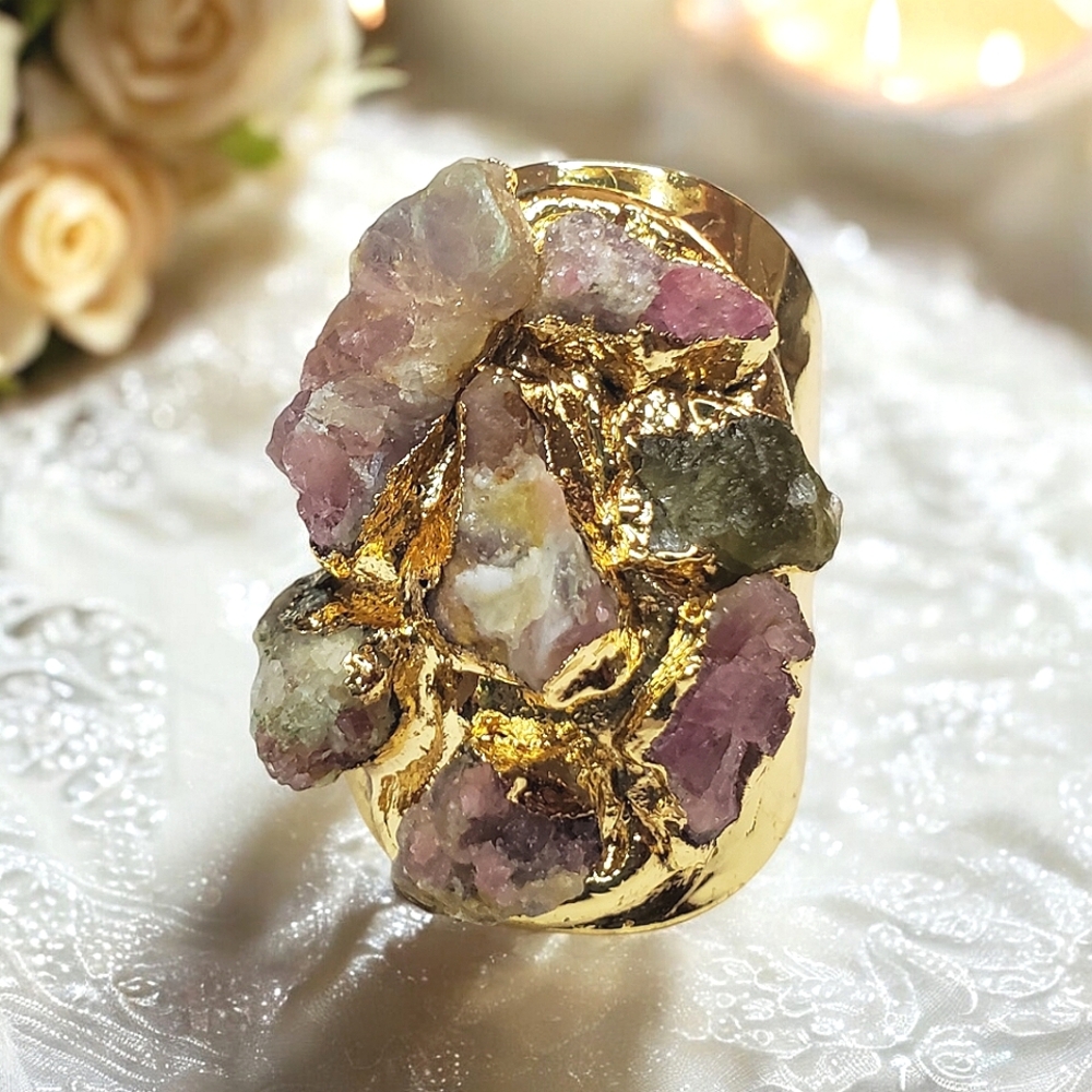 Gold and Purple Gemstone Women's Ring